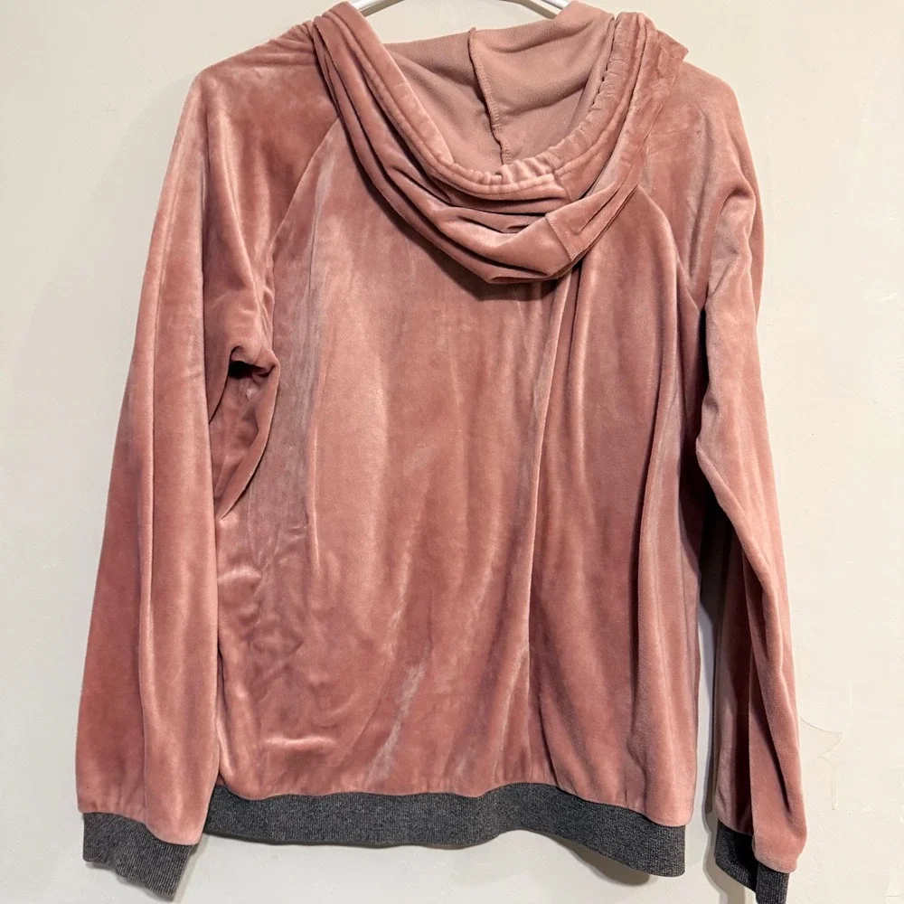Y2K 2000s Alfani  Womens Velvour Hoodie Pink/Gray‎ Loungewear M Cozy Everyday